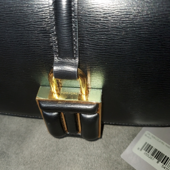 Authentic Tom Ford 001 Lock Mini Flap Shoulder Bag color BLACK - Picture 4 of 15